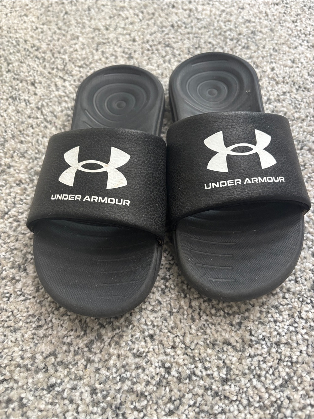Under Armour Black Slide Sandals with White Logo